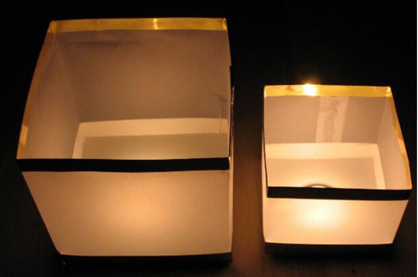 Factory direct export paper square water lantern blessing wishing lamp large size 15*15*15cm size gold