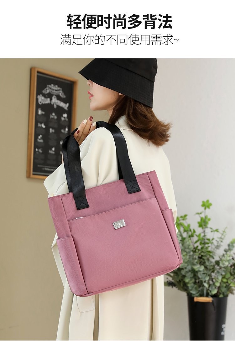 Custom Waterproof Women Hand Bags Nylon Tote Bag With Pocket And Zipper