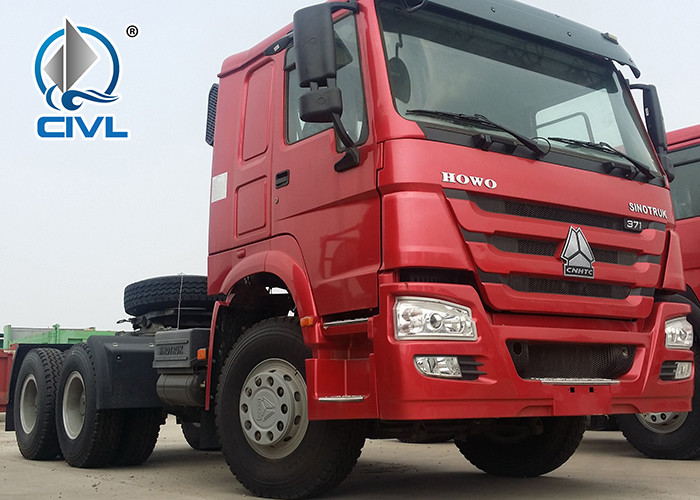 SINOTRUK Howo 6X4 Prime Mover Truck 371HP Red Tractor Truck Unloading Truck