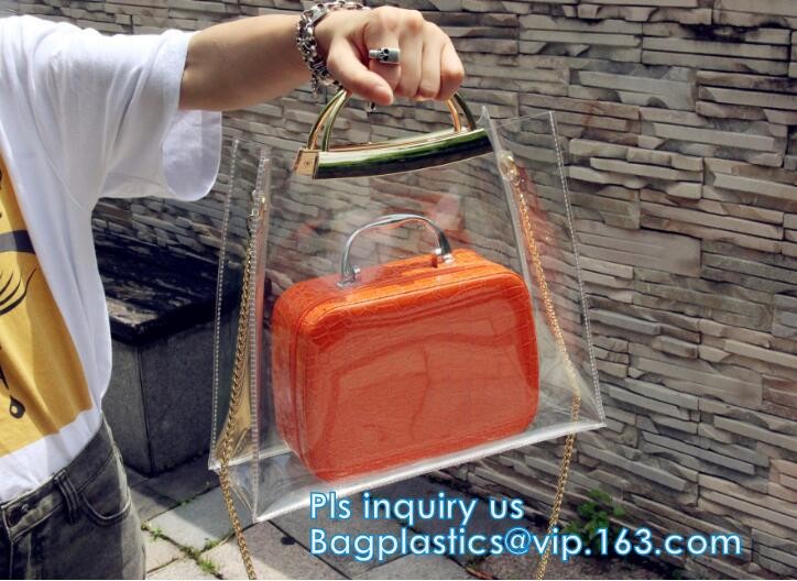 customized clear pvc tote bag handbag, Trendy Lady Handbags with Zipper Handle Shoulder Tote Bag, Envelope Clutch Bag Ha