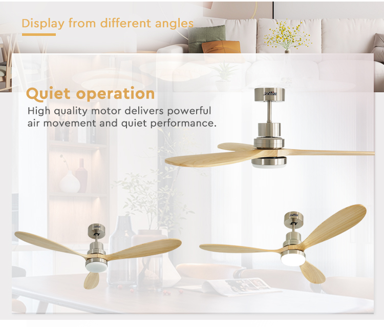 Contemporary LED Ceiling Fan with Wooden Blades Remote Control and Color Temperature
