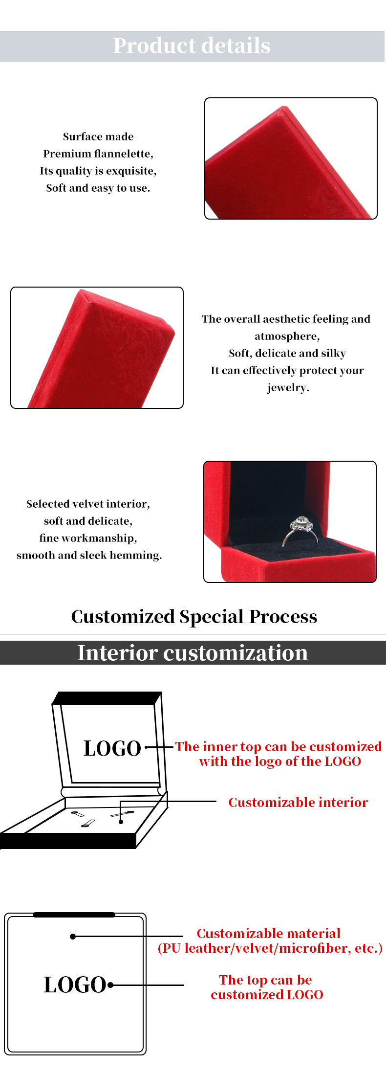 Customized Size Hanhong Embossed Gray Jewelry Packaging Box for Necklace and Ring