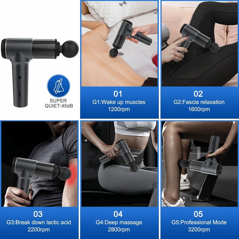 3400mAh LG Battery Handheld Deep Tissue Massager Cordless Body Therapy