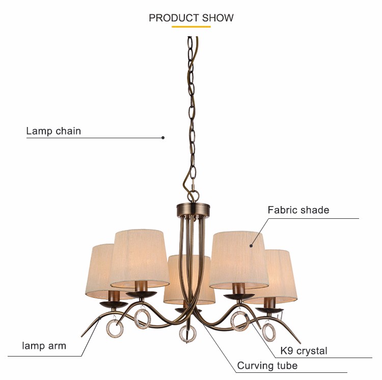 Modern metal chandeliers uk style with lampshahde Kitchen Dining room lighting (WH-MI-23)