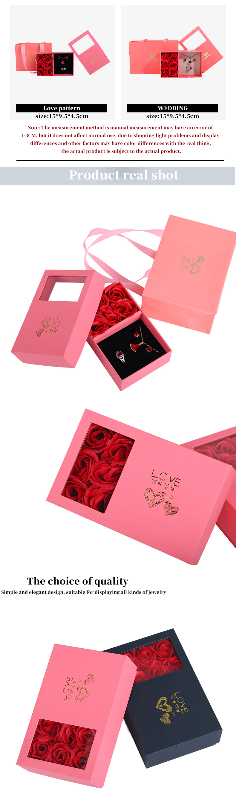 Hanhong Cardboard Rose Soap Flower Jewelry Box Gift Packaging with Tote Bag