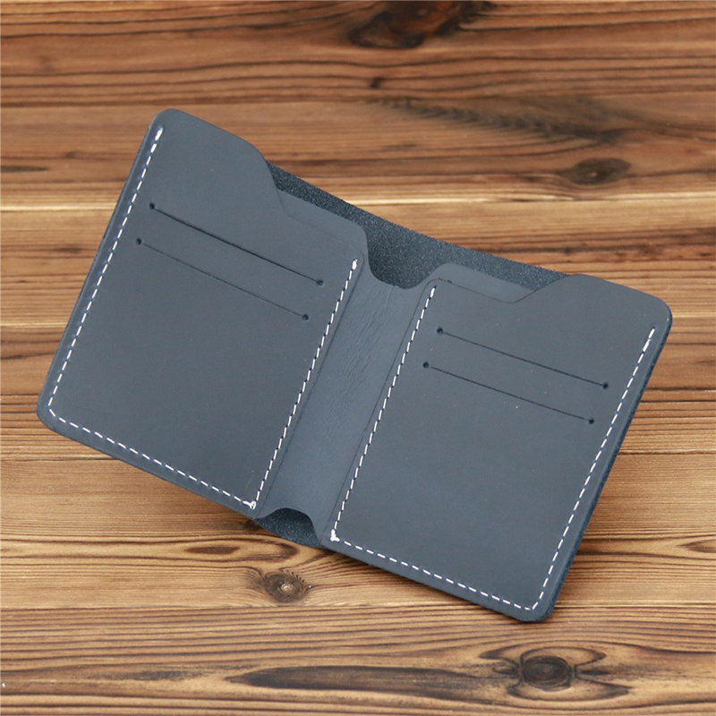 Fashion Style Custom Handmade Crazy Horse Leather Men's Short Bifold Wallet for Man