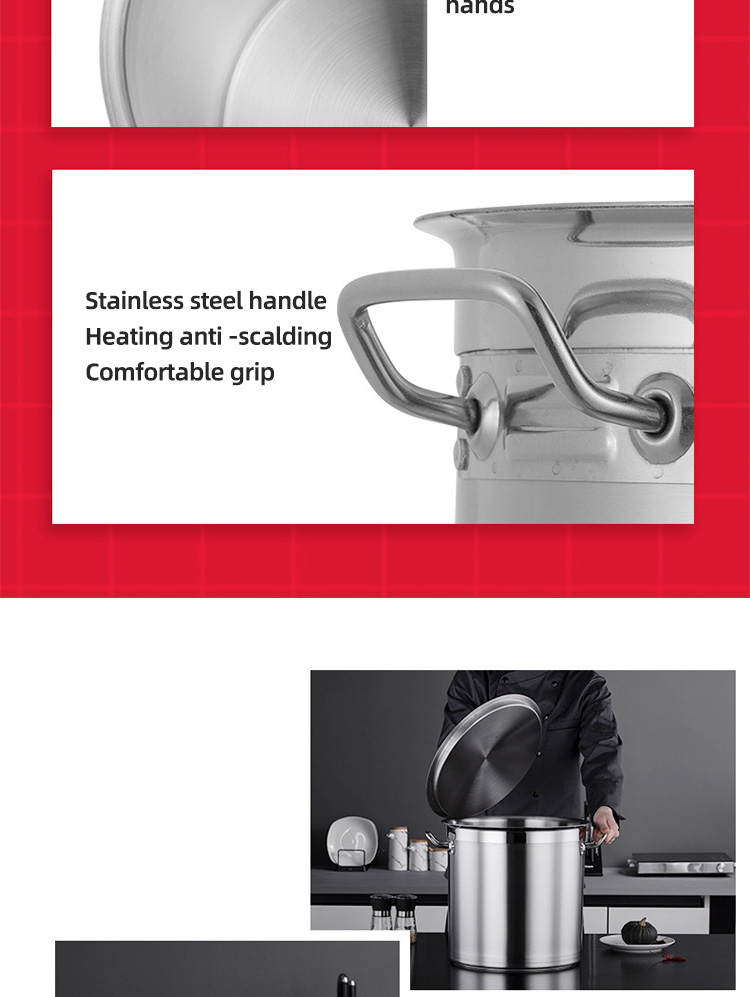 Factory Direct Sale Kitchen Cooking Pots Cookware 304 Stainless Steel Soup Bucket Metal Large Capacity Stock Bucket