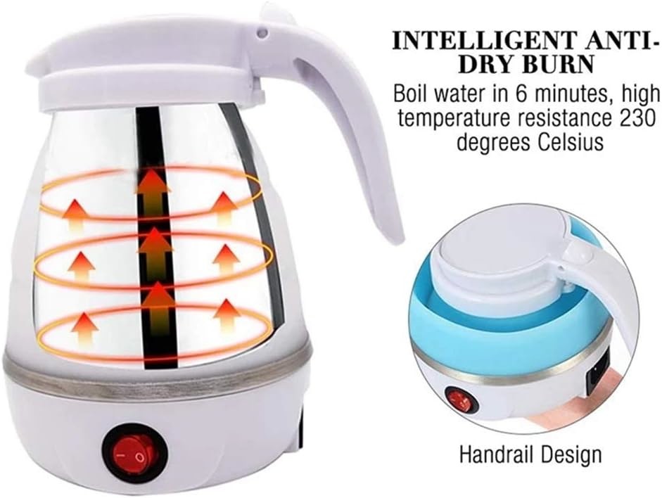 Collapsible Electric Kettle for Coffee Tea Travel Foldable Water Boiler Fast Boiling 600ml