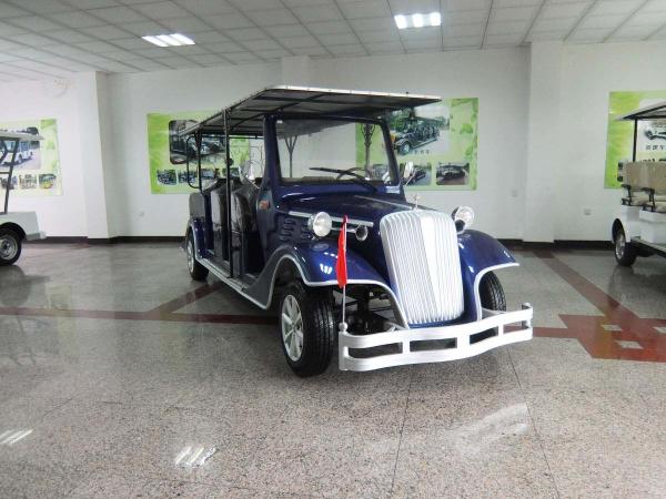 Blue Old Style Electric Classic Car 6 Seats 48 Voltage Battery Powered