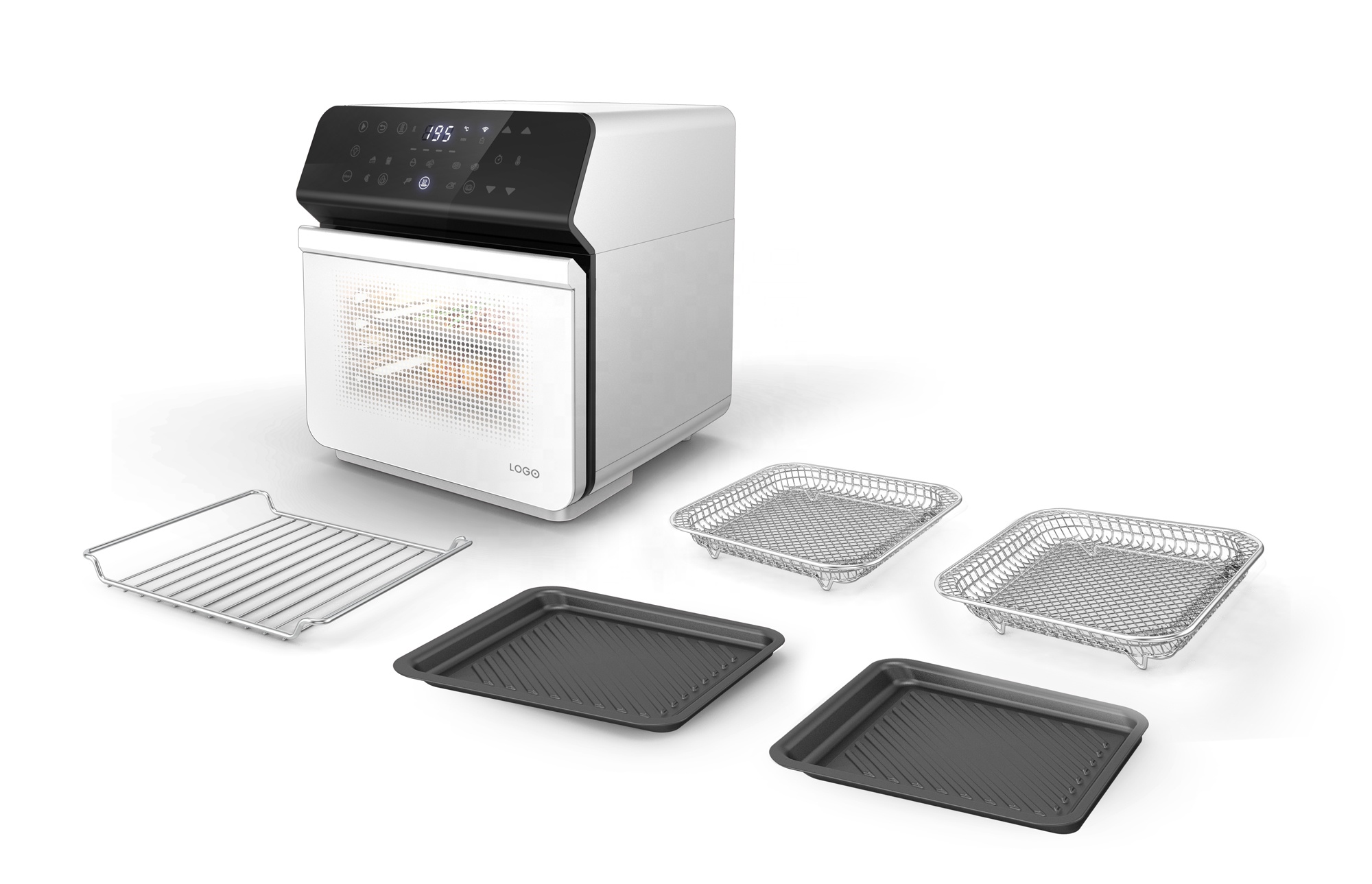 18L Dual Air Frye With Steam And Drying Function 2450W Toaster Dehydrator Oil Free