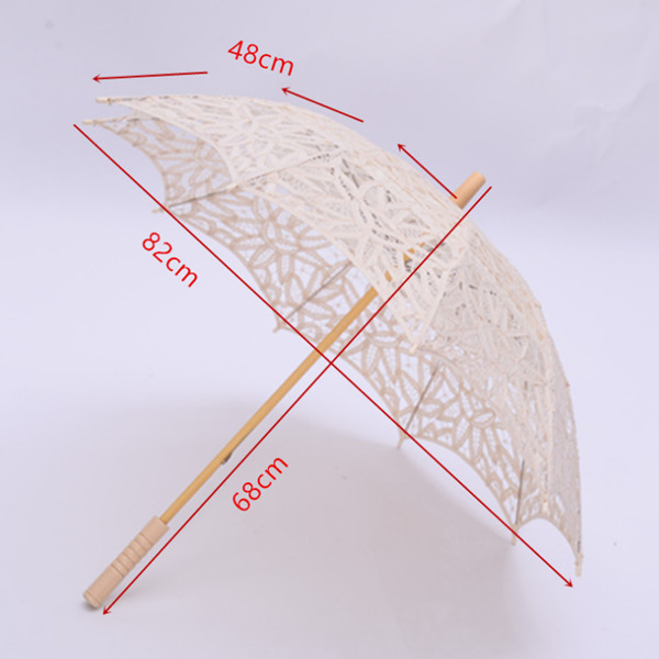 Vintage Lace Wedding Parasol Umbrella 48cm White black and beige colors
