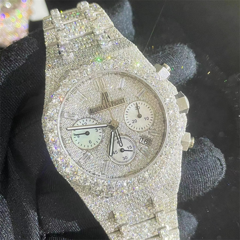 Bust Down VVS Moissanite Diamond Iced Out Luxury Watch Swiss Clone Automatic Movement Wrist