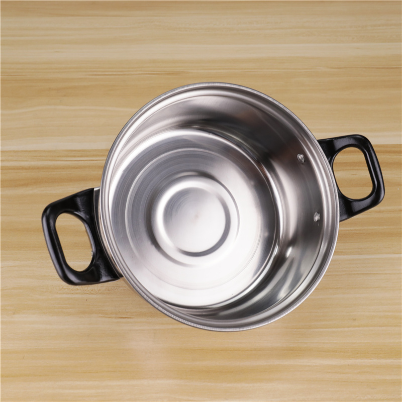 Family Kitchen Cooking Pot Cookware Set 12pcs Stainless Steel 410 Cookware Set with Black Handle