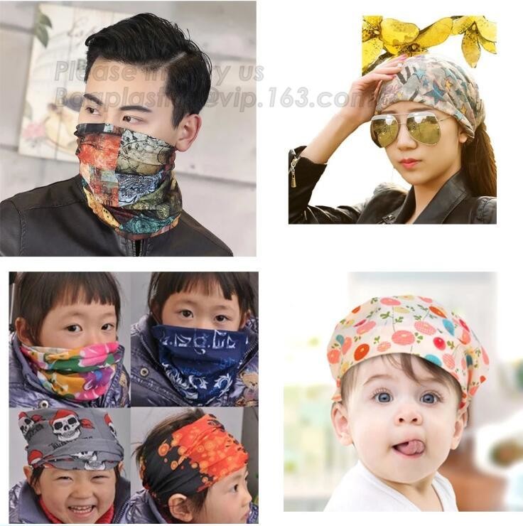 custom made digital sublimation polyester colorfast printed bandana,custom headwear printed seamless neck tube polyester