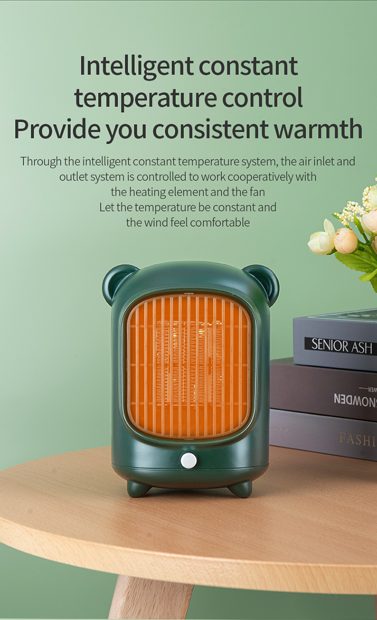 NO App-Controlled 500W Cute Design PTC Ceramic Room Desk Electric Hot Air Fan Heater