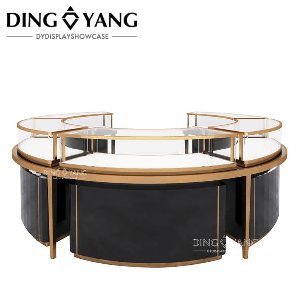 Factory Supplier Of High End Jewelry Display Showcases Black Center Island Round