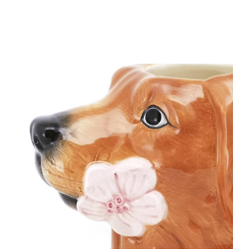Best Selling cute earthenware 3d dog shaped Animal Ceramic Mugs Design with 3D handpaint
