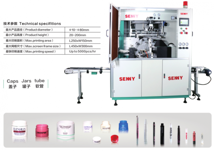 Single Color 5000pcs/Hour Fully Automatic Screen Printing Machine 250x150mm 0