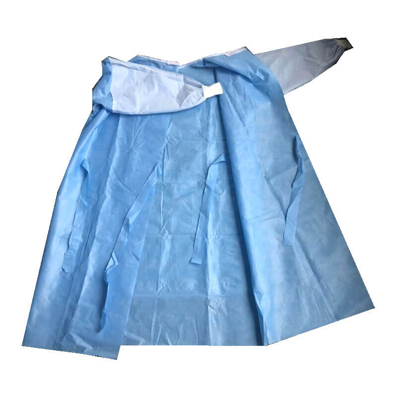Blue Ultrasonic Seam Non Woven SMS Isolation Gowns Medical Reinforced Surgical Gown