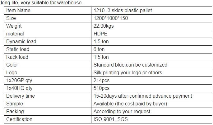 100% Virgin HDPE wear-resistant anti-slip stackable plastic pallet, China Manufacturer accept custom standard stacking p