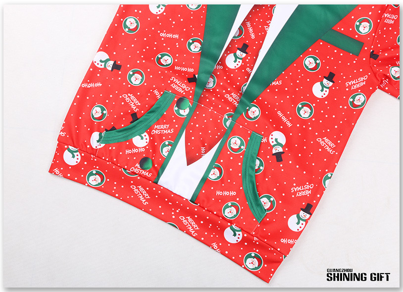 Cute Christmas Snowman Digital Print Pullover Hooded Sweatshirt Pocket Hoodies