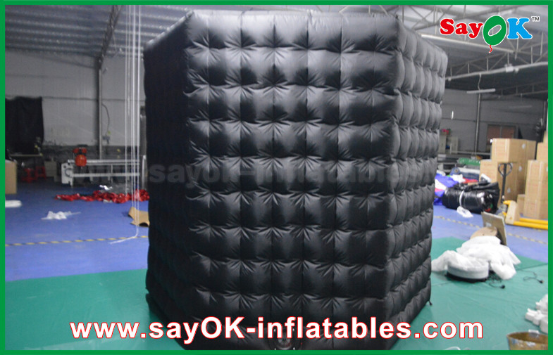 Portable Photo Booth 2.5m Inflatable Black Octagon Photo Booth WIth LED Light OXford Cloth