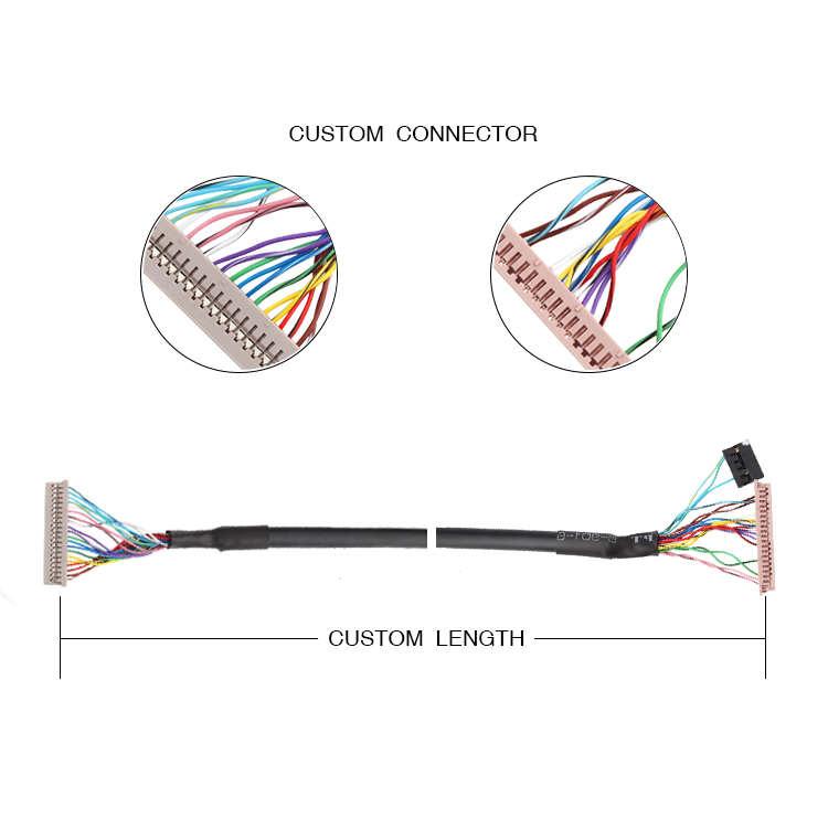 DF13-40S-1.25C DF14-3S-1.25 LVDS LCD Cable , HRS 1.25MM 40 Pin Edp Cable