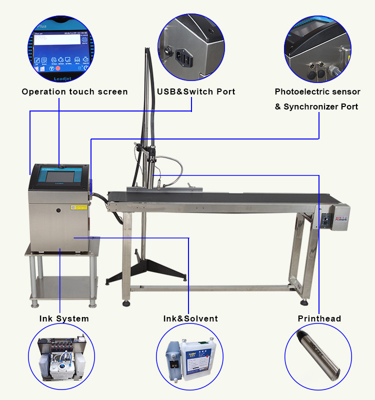 Expiry Date Leadjet Inkjet Printer 1-4 Lines Industrial Inkjet Printing Machines