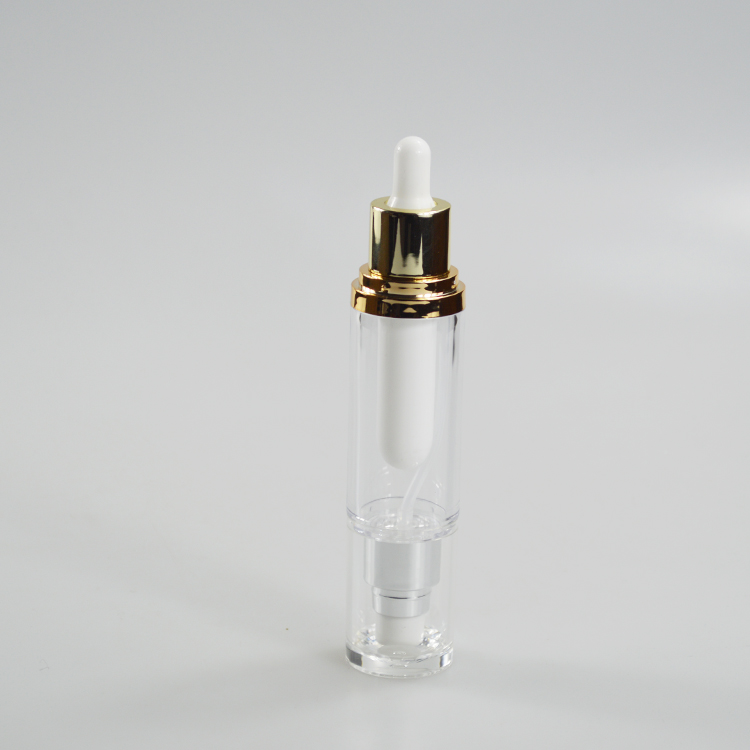 Customized Liquid Foundation Double Tube Dropper Bottle with Acrylic Collar Material