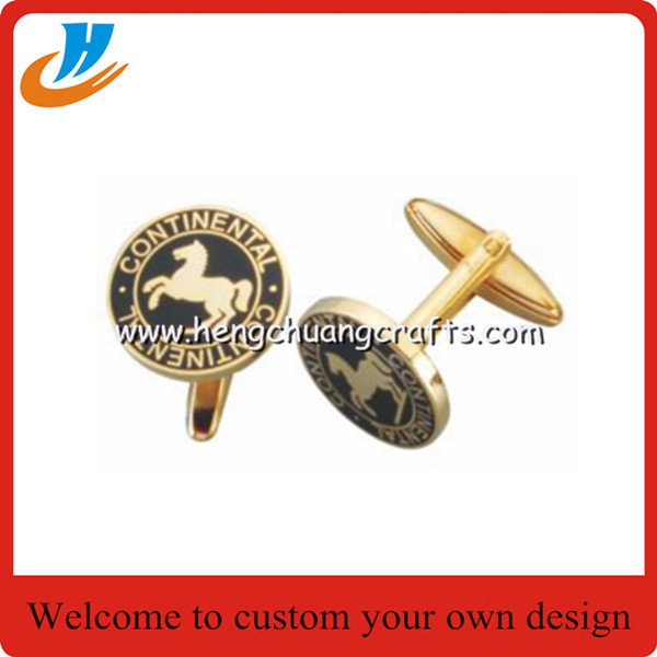 Enamel black color cufflinks,men's Tshirt cufflinks with custom design logo
