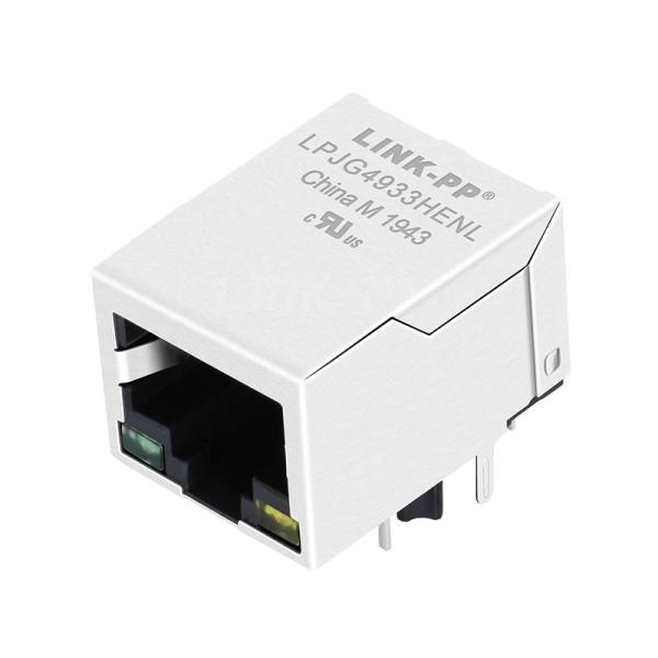 LPJG4933HENL 100/1000 Base-T Tab Down Green/Yellow Led Single Port Cat5e RJ45