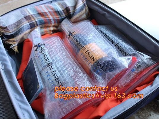 Bottle Protector Bubble Travel Bag,Travel Trip Bag With Bubble Inside And Double Zip lockks,Sleeve Travel Bag - Inner Skin