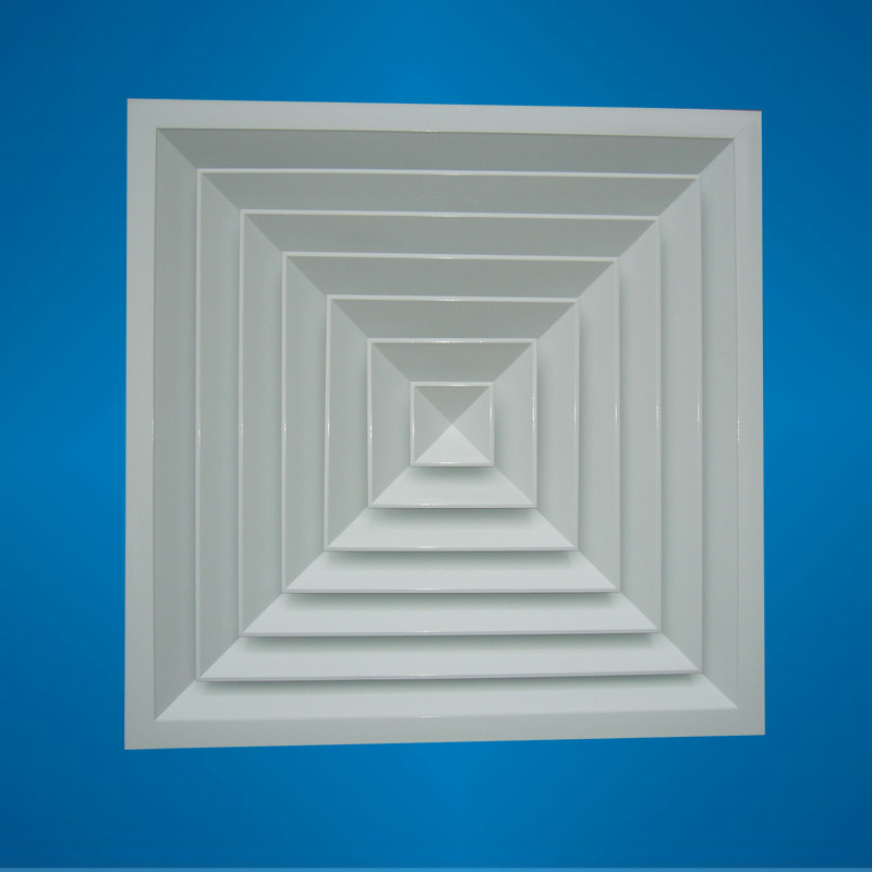 White Ceiling Vent Diffuser Excellent Appearance With Cap , 600x600mm Face Size