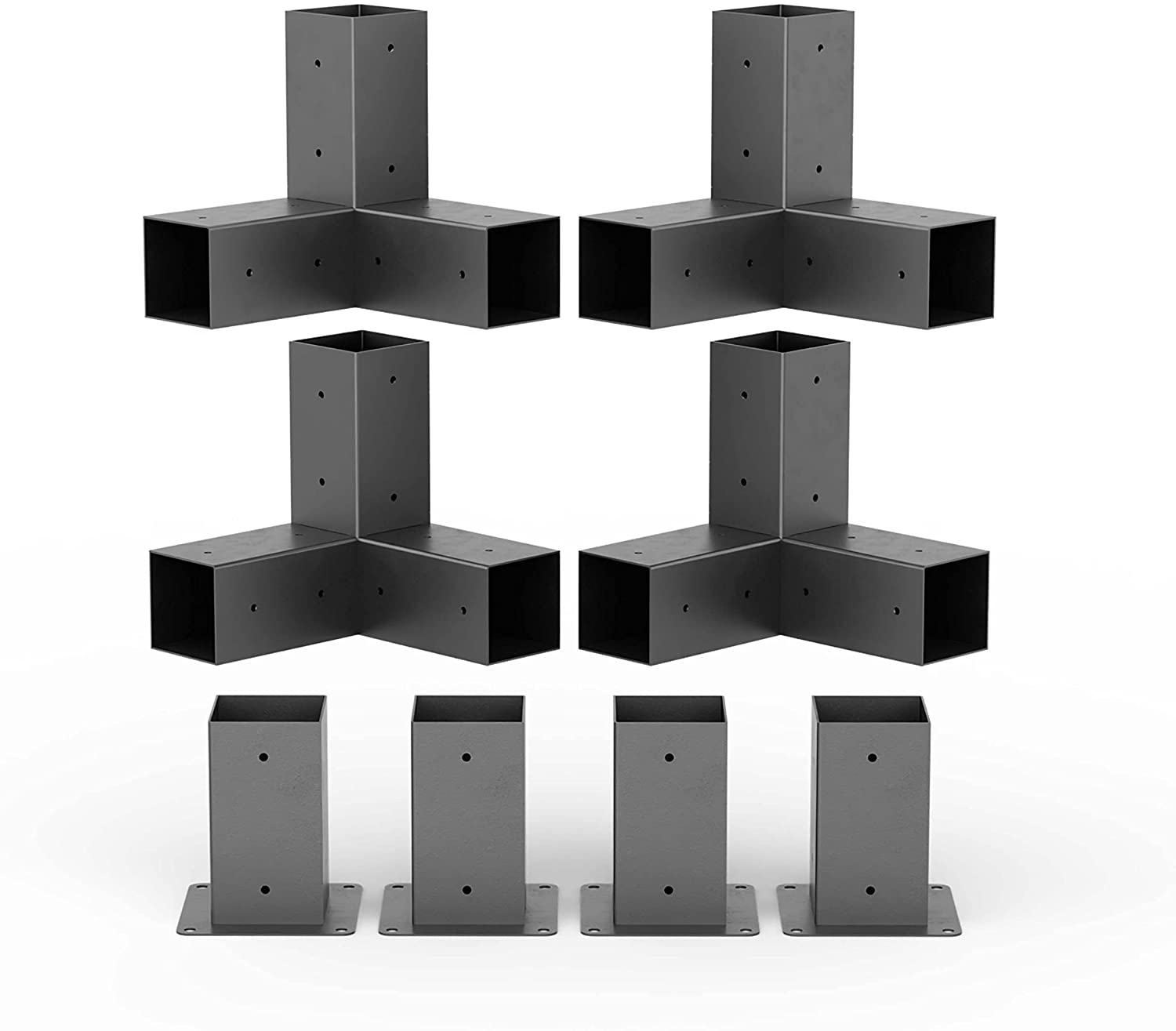 Strong and Durable 3-Way Triangle Bracket for Pergola Black Customized Thickness