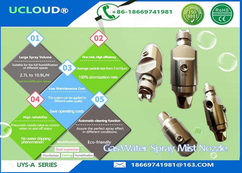 Low Pressure sprayer mist water cooling system with Stainless Steel  jet spray nozzles fog cooling system