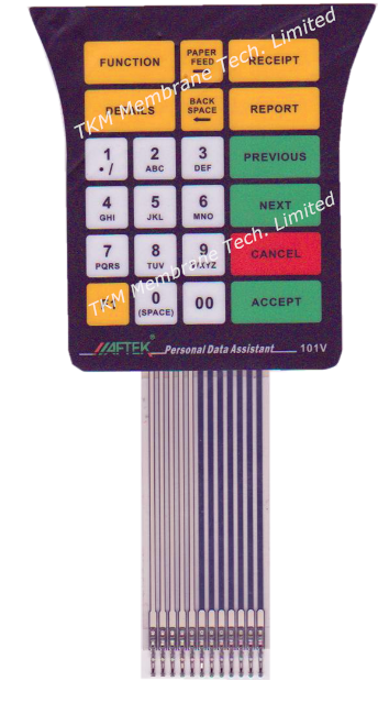 Multi color metal dome button switch tactile membrane keyboard medical use