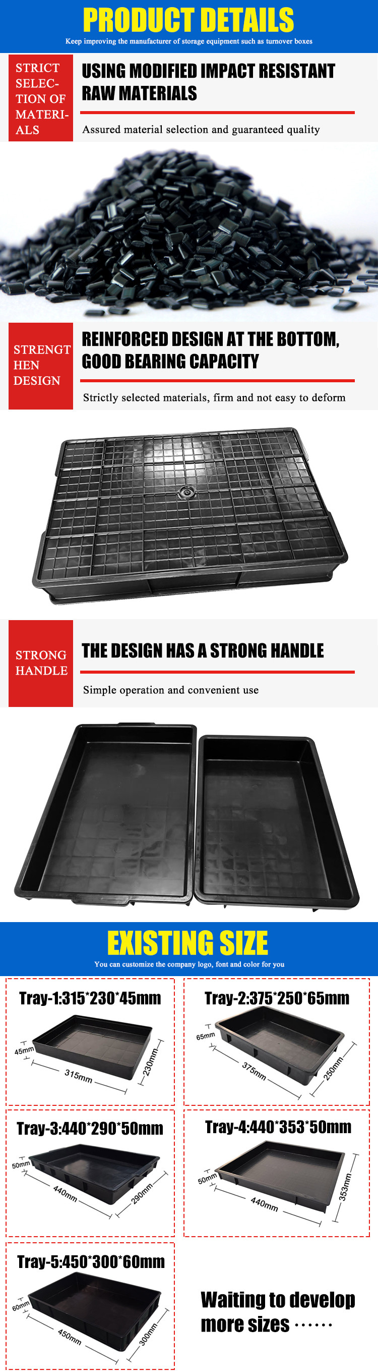 Thicken PCB Conductive Plastic Antistatic ESD Tray