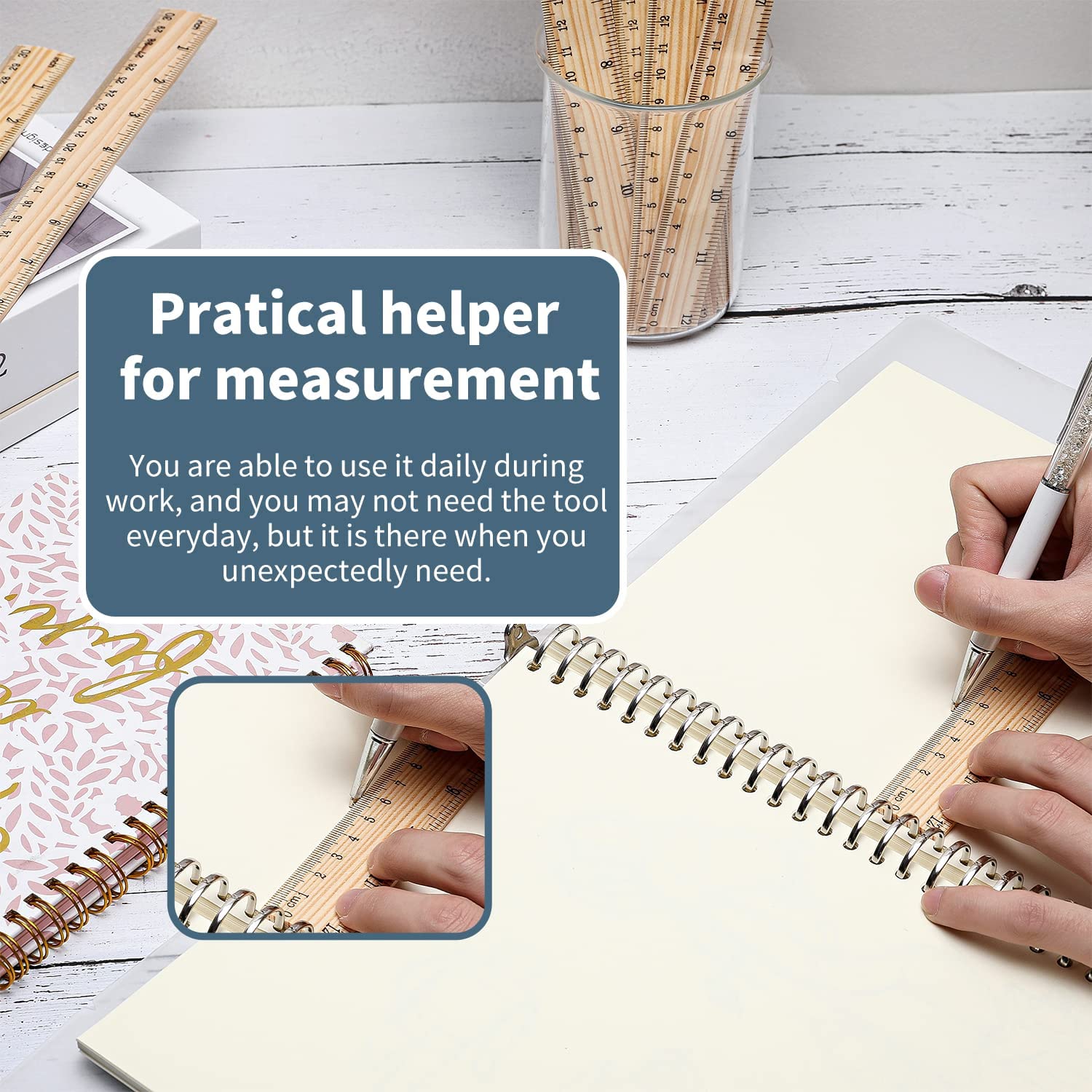 High Quality 30cm Wooden Rulers Double Sided 2 Scale School Ruler Measuring For Home Student Office Use