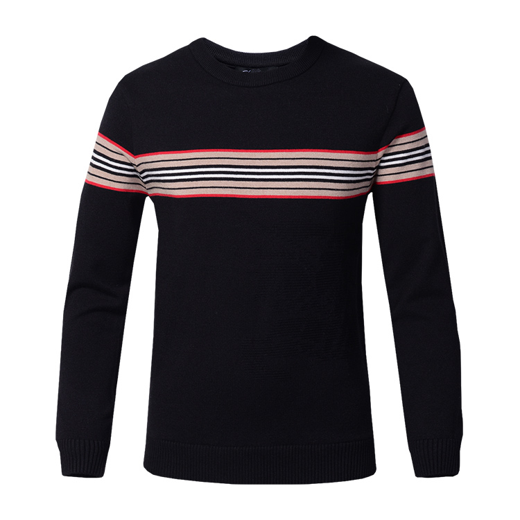 Flat Knitted Mens Warm Winter Sweaters , Round Collar Pullover Sweaters For Men