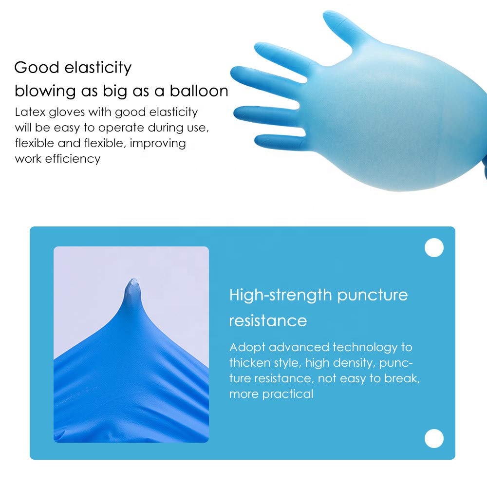 Safety Hand Latex Gloves, Powder-free Medical Surgical Disposable Blue Rubber Mechanic Nitrile Gloves