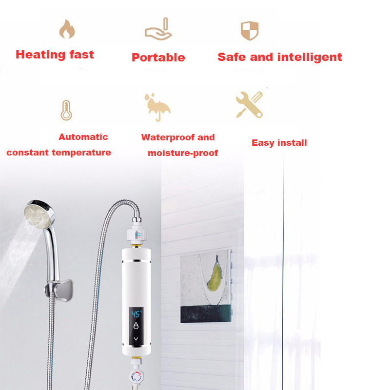 Tankless Bathroom Hot Water Tap instant Electric Shower Heater Faucet 3500-5500W