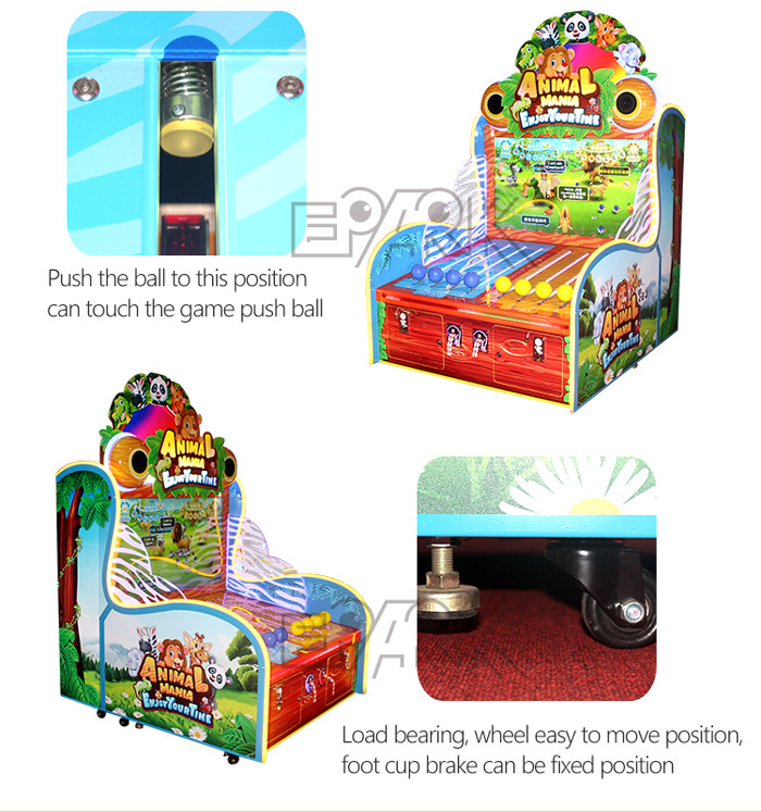 Indoor Kids Video Arcade Game Machine Win Lottery Tickets Collect Animals