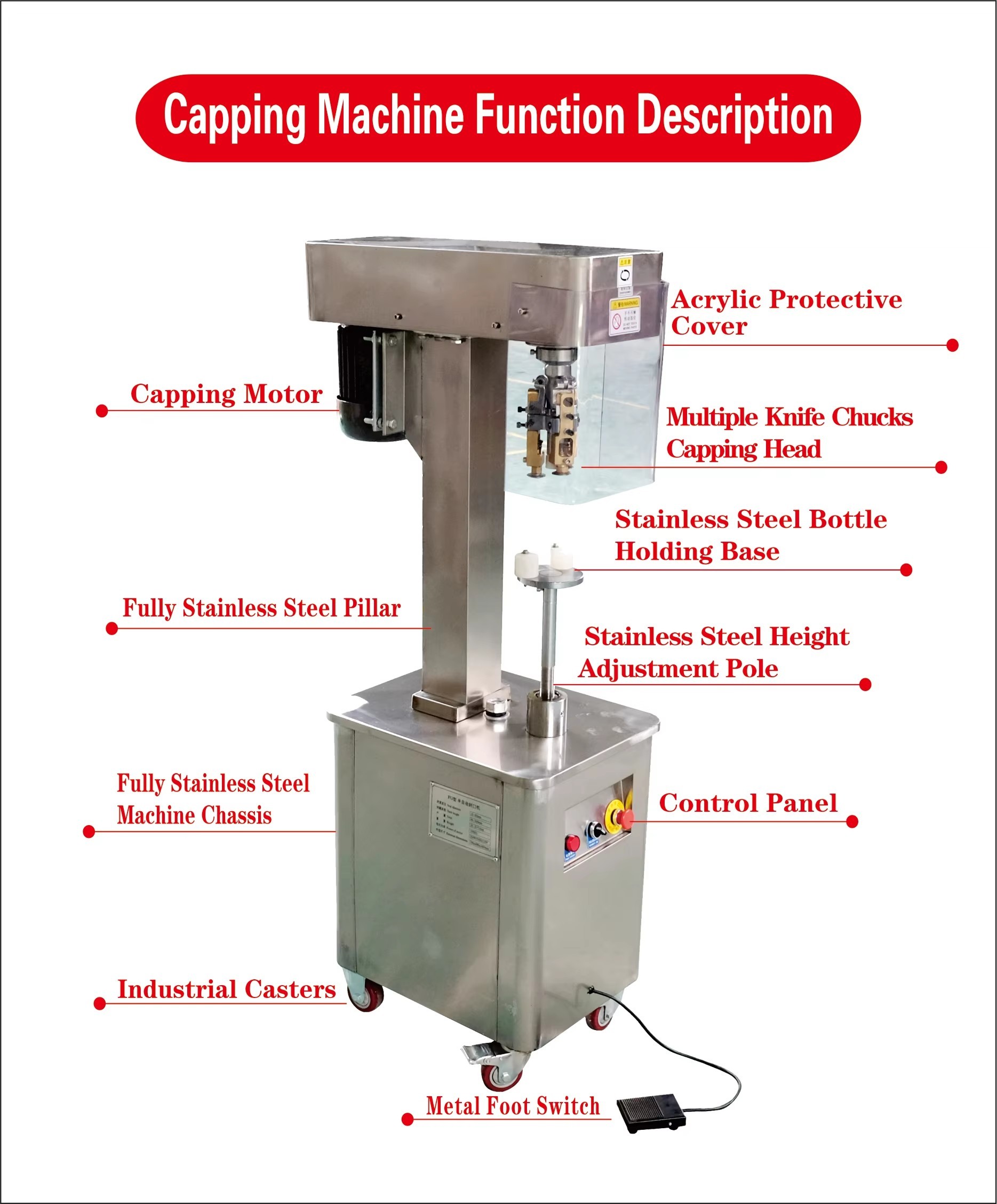 Electric Beer Glass Bottle Cap Capper Aluminum Lid Capping Equipment Manual Ropp Cap Sealing Machine