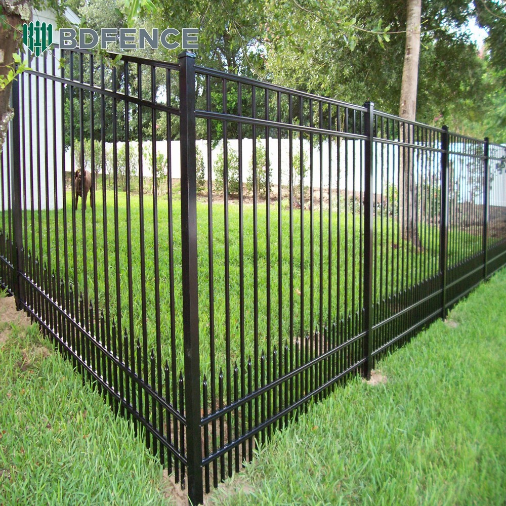 Easily Assembled Metal Fence Garden Ornamental Steel Picket Fence Sliding Gate For Garden Commercial Tubular Fencing