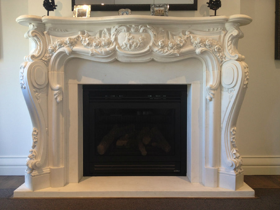 China marble Natural stone Custom Indoor Decor Marble Fire Surrounds For Gas Fires / Wood Burners