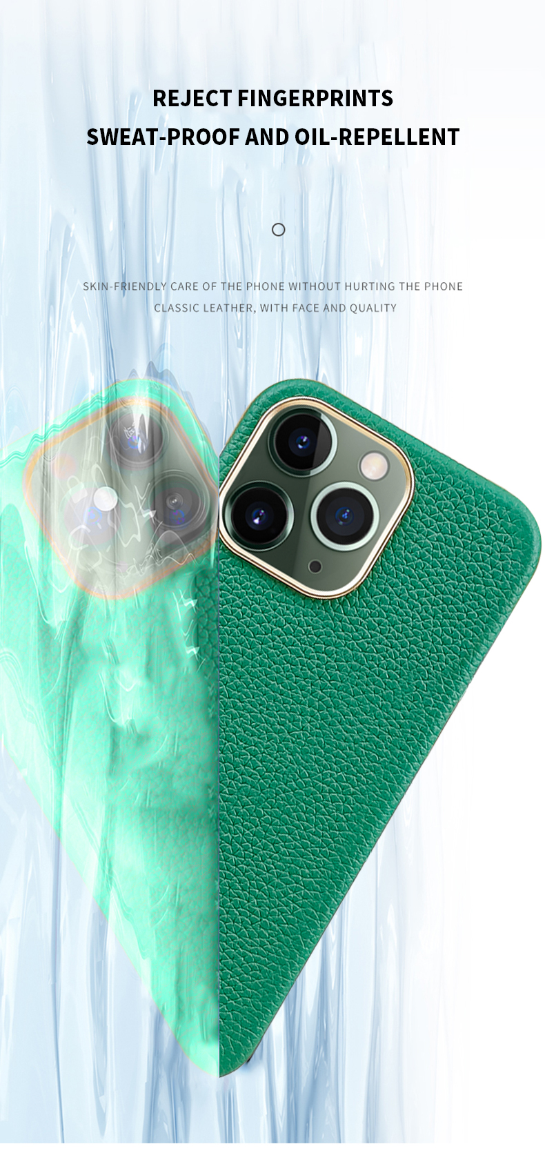 Sleek and Durable Genuine Leather Mobile Phone Cases for iPhone 11-15 Pebble Leather