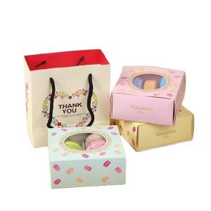 White Custom Macaron Packaging Boxes , Versatile Donut Packaging Box With Clear