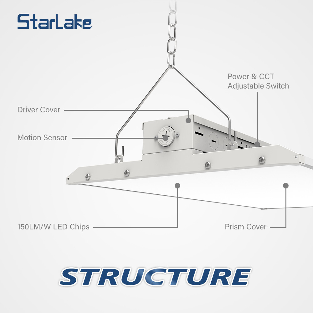 Workshop 3CCT Adjustable LED Linear Highbay Light With Motion Sensor Pir Sensor