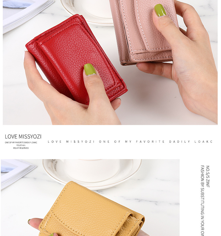 Solid Color Women's Mini Credit Card Holder Leather Coin Purse Wallet For Daily Life