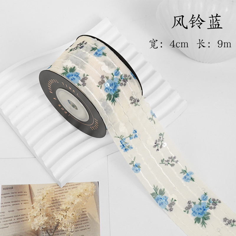 Flower Printed Personalized Organza Ribbon 4cm Flora Ivory Organza Ribbon